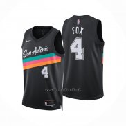 Maglia San Antonio Spurs Deaaron fox No 4 Citta 2025-26 Nero